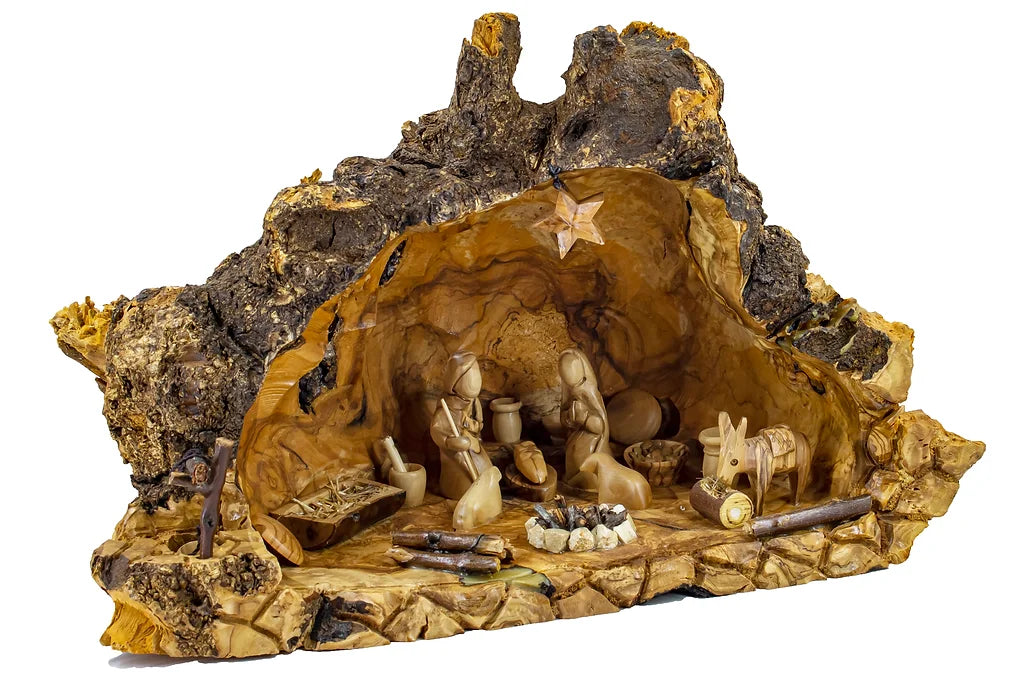 Natural Olive Wood Large Nativity Set