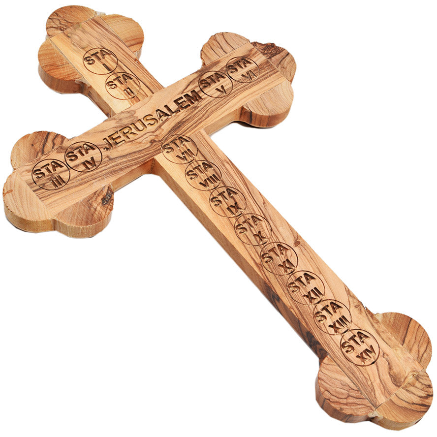 Olive Wood Mother of Pear Cross and Cruxifix
