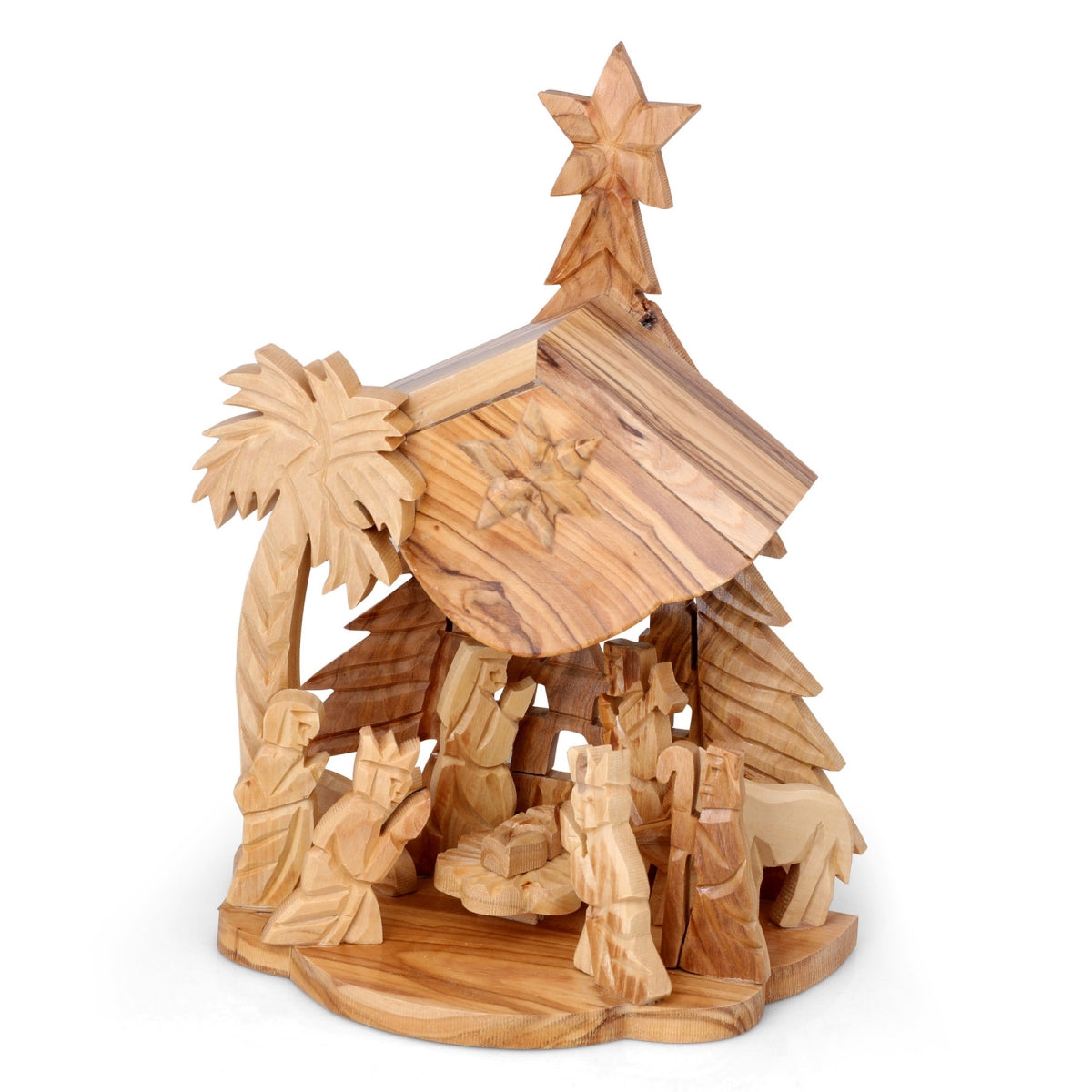 Olive Wood Handcrafted 2-in-1 Handcrafted Nativity Set and Music Box