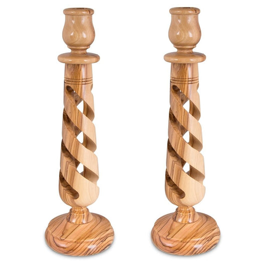 Olive Wood Spiral Candle Holder