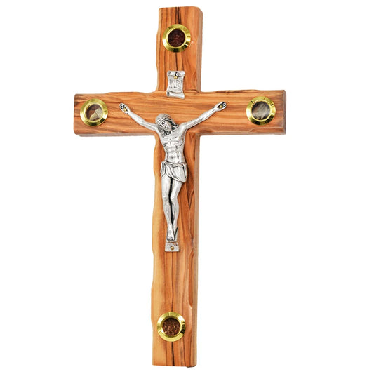 Olive Wood Cross Crucifix – Incense & Soil