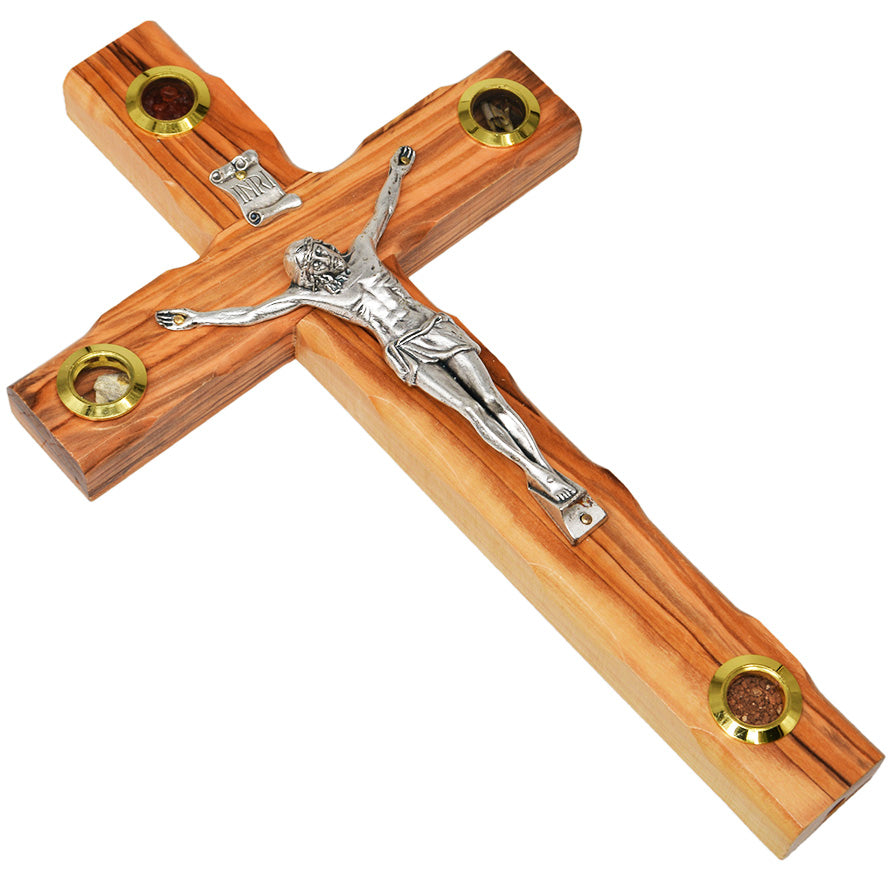 Olive Wood Cross Crucifix – Incense & Soil