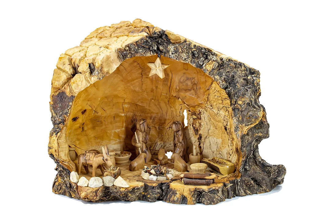 Natural Olive Wood Large Nativity Set