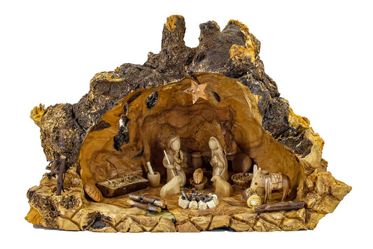 Natural Olive Wood Large Nativity Set