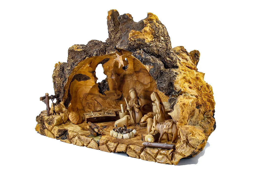 Natural Olive Wood Large Nativity Set